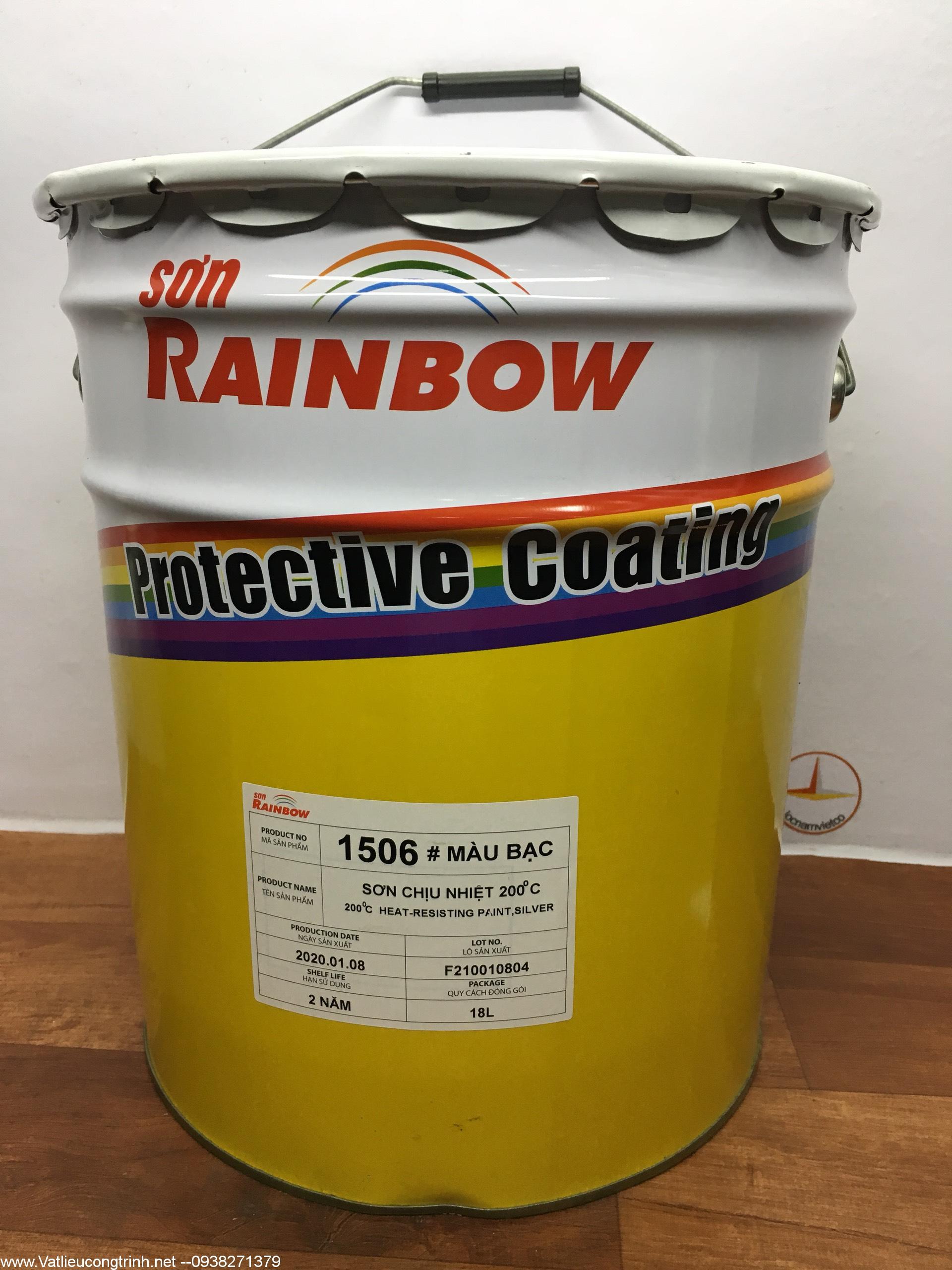 Sơn Chịu nhiệt Rainbow 200C 1506 #Bạc 18L