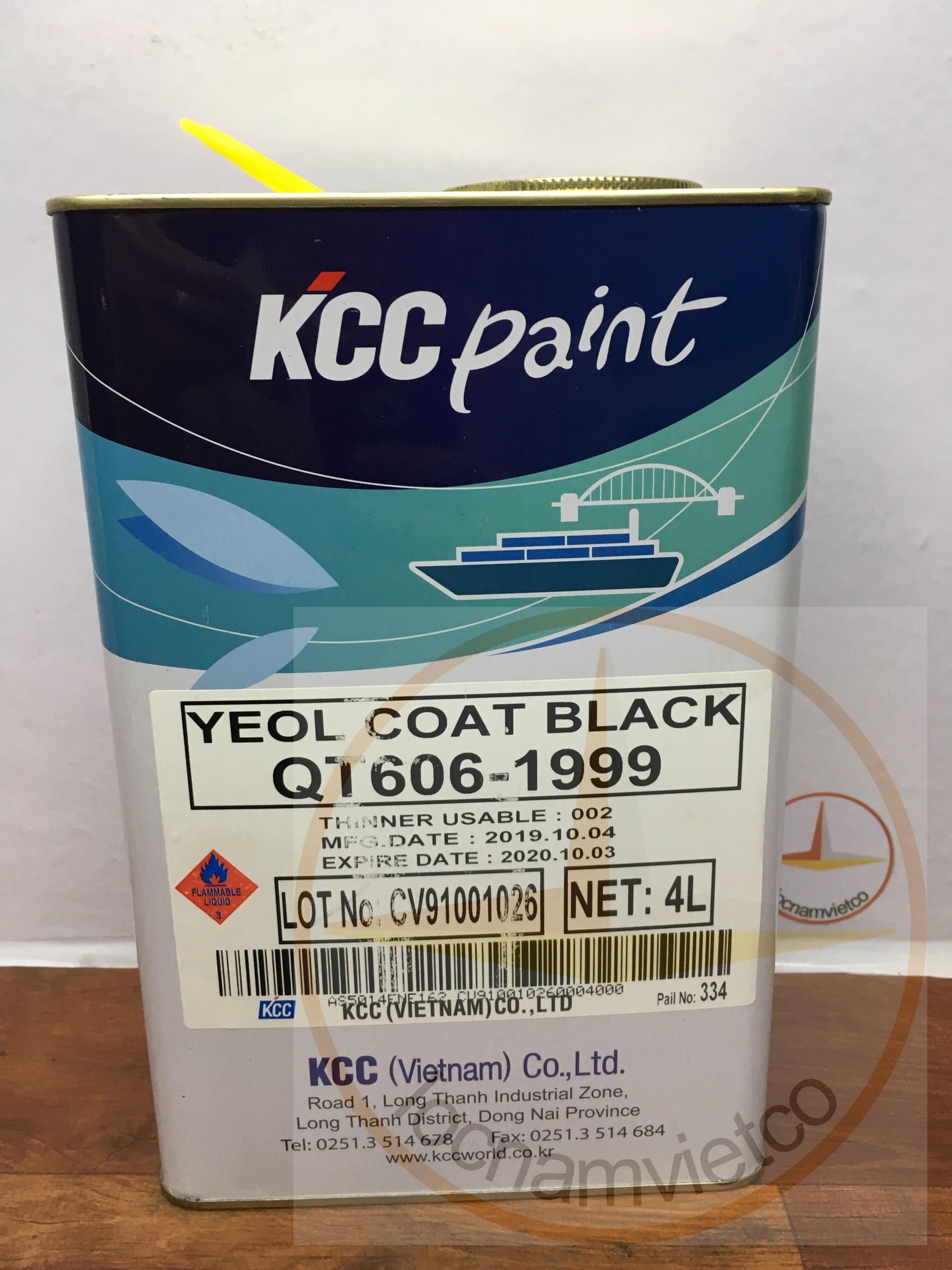 Sơn chịu nhiệt KCC 600 độ màu đen QT606-1999-4L