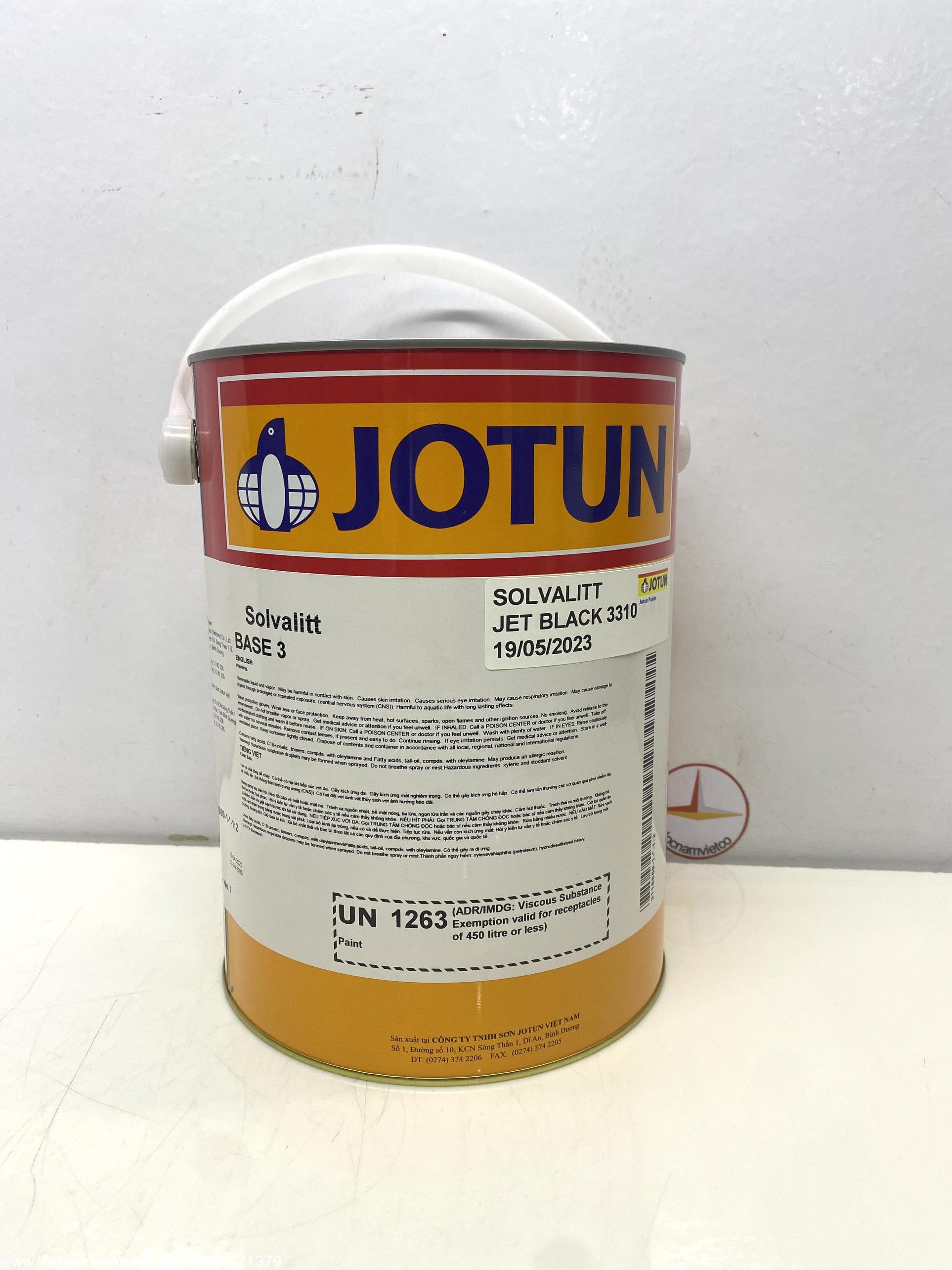 Sơn chịu nhiệt 600 oC Jotun Solvalitt màu đen Jet Black 3310 (Ral9005) _ 5L